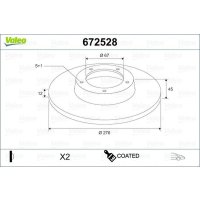 Front brake disc full VALEO for MERCEDES A-CLASS (W169)