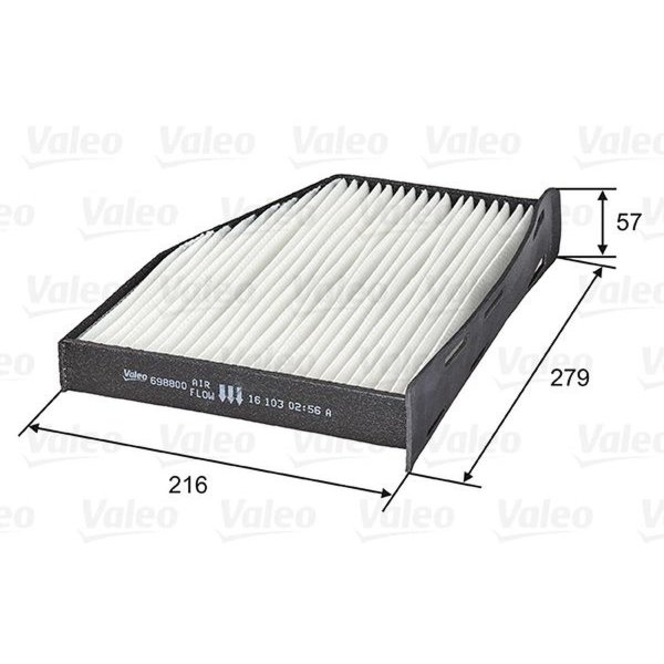 Interior filter particle filter 279mm VALEO for SKODA OCTAVIA II