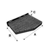 Cabin Filter Activated charcoal filter 279 mm - 216 mm...