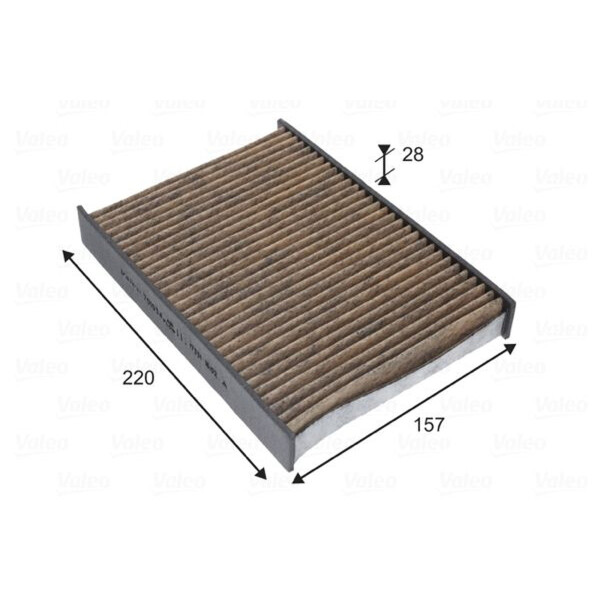 Cabin Filter antiallergic 157 mm - 220 mm VALEO for e.g. JEEP RENEGADE