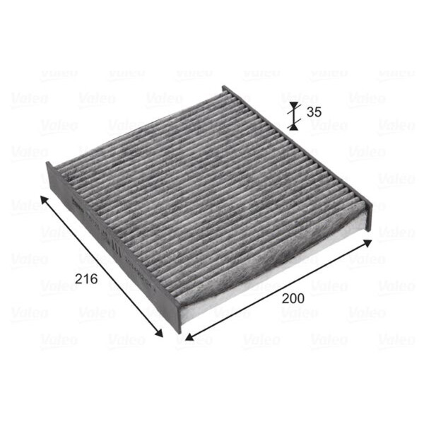 Cabin Filter Activated charcoal filter 200 mm - 216 mm VALEO for DACIA DUSTER