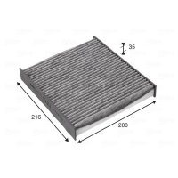 Cabin Filter Activated charcoal filter 200 mm - 216 mm...