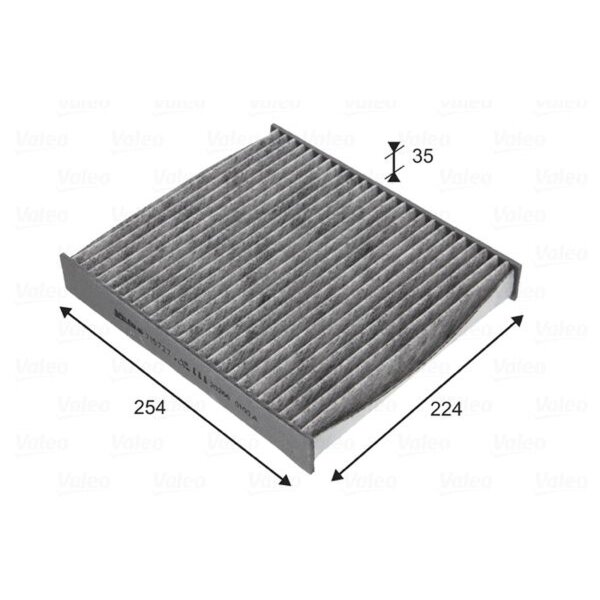 Cabin Filter Activated charcoal filter 254 mm - 224 mm VALEO for e.g. VW POLO