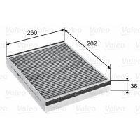 Innenraumfilter Aktivkohlefilter 258mm VALEO für...