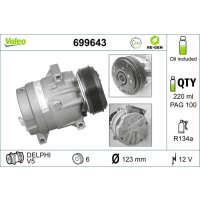Klimakompressor 123mm mit PAG-Kompressoröl VALEO...