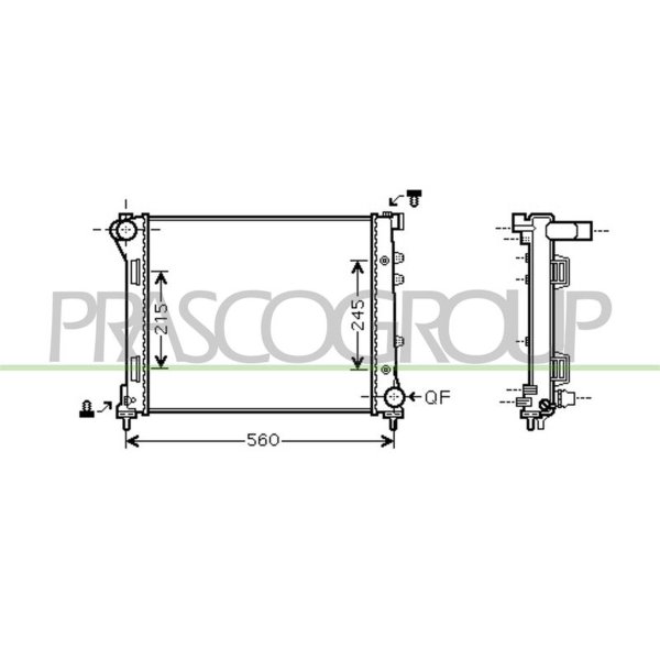 Radiator engine cooling PRASCO for FIAT 500 C