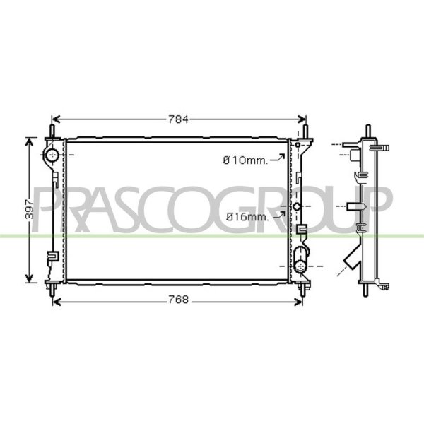 Radiator engine cooling PRASCO for FORD TOURNEO CONNECT