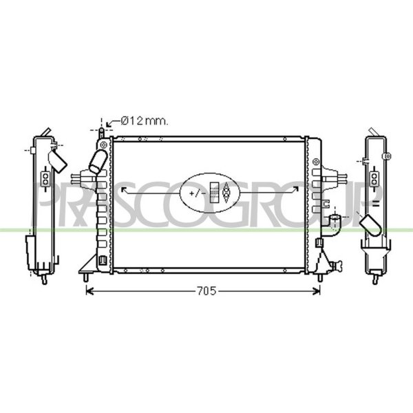 Radiator engine cooling PRASCO for OPEL ASTRA G