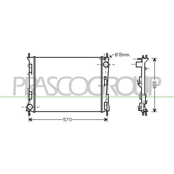 Radiator engine cooling PRASCO for RENAULT TWINGO II