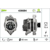 Generator 55mm with V-ribbed belt pulley VALEO for OPEL...