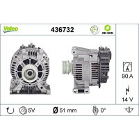 Lichtmaschine Generator 51mm 5 Rillen 90A VALEO für...