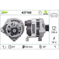 Generator 54mm with V-ribbed belt pulley VALEO for BMW 3...