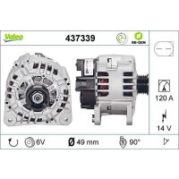 Generator 49mm with V-ribbed belt pulley VALEO for VW...