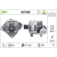 Generator 51mm with V-ribbed belt pulley VALEO for BMW 3...