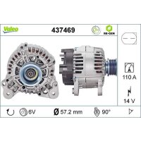 Generator 57mm with V-ribbed belt pulley VALEO for VW...