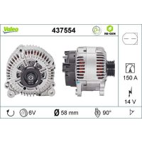 Generator 58mm with V-ribbed belt pulley VALEO for AUDI...