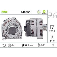 Generator 55mm with V-ribbed belt pulley VALEO for BMW 5...