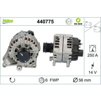 Generator 56mm with freewheel pulley VALEO for MERCEDES...