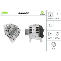 Generator 67mm with V-ribbed belt pulley VALEO for FORD...