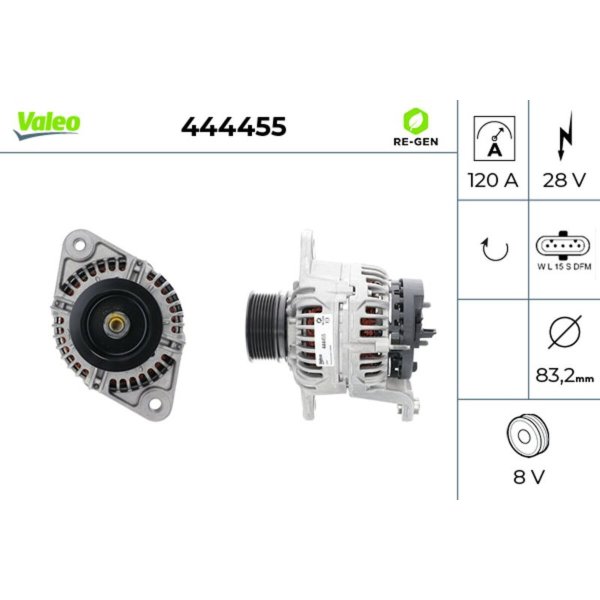 Generator 83mm with V-ribbed belt pulley VALEO 444455