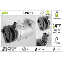 Klimakompressor 110mm mit PAG-Kompressoröl VALEO...