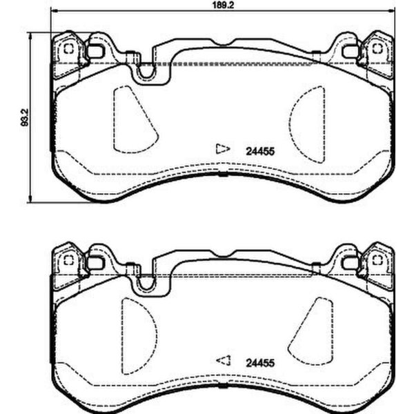 Brake pad set discs with wear warning contact 16.9 mm HELLA for e.g. MB GLE