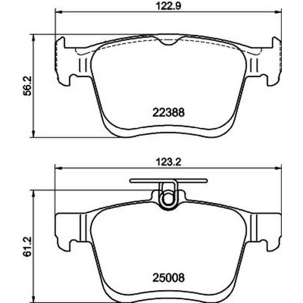 Brake pad set discs without wear warning 16.4 mm HELLA for VW T-ROC