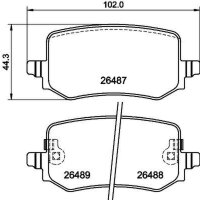 Brake pad set with wear warning 17.4 mm HELLA for KIA...