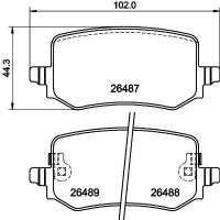 Brake pad set with wear warning 17.4 mm HELLA for KIA...