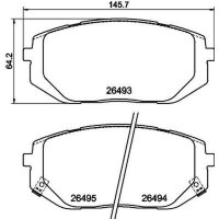 Brake pad set discs with wear warning HELLA for KIA...