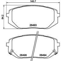 Brake pad set discs with wear warning HELLA for KIA...