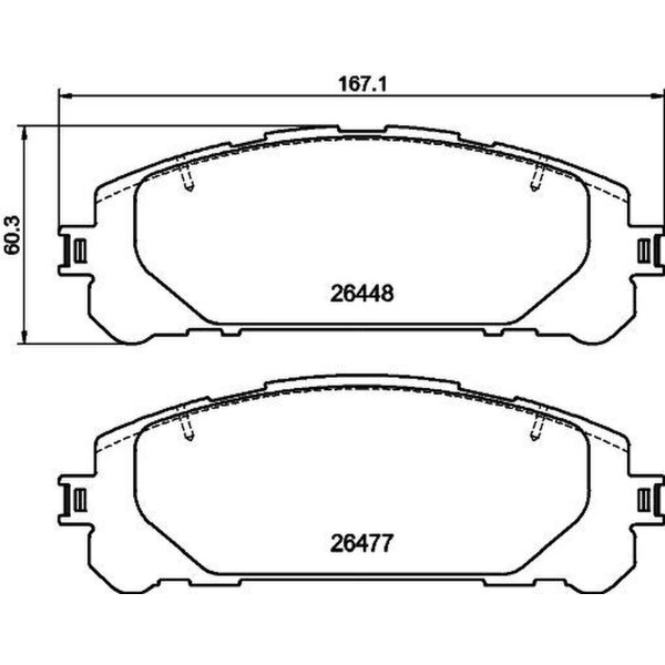 Brake pad set without wear warning 17.5 mm HELLA for LEXUS RX and others