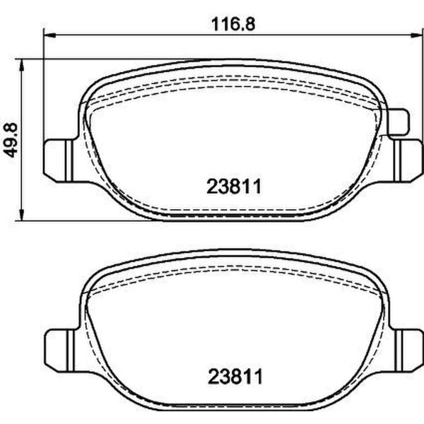 Brake pad set without wear warning 17.8 mm HELLA for e.g. ALFA ROMEO 159