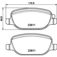 Brake pad set without wear warning 17.8 mm HELLA for e.g....