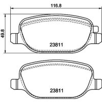 Brake pad set without wear warning 17.8 mm HELLA for e.g....