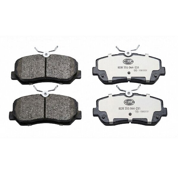 Brake pad set discs with wear warning 15.8 mm HELLA for KIA OPTIMA and others