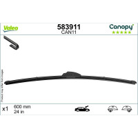 Wiper Blade 600 mm flat bar with spoiler VALEO for e.g. RENAULT LAGUNA