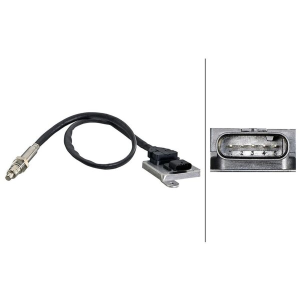 NOx sensor M20X1.5 5-pin 590mm cable HELLA for e.g. MERCEDES-BENZ C-Class