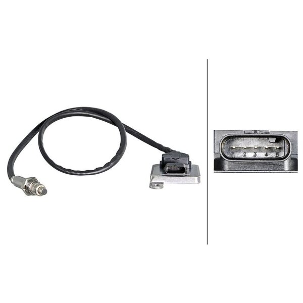 NOx sensor M20X1.5 5-pin 810mm cable HELLA for e.g. MERCEDES-BENZ C-Class