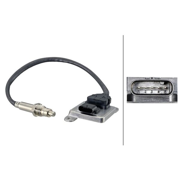 NOx sensor M20X1.5 5-pin 390mm cable HELLA for e.g. MERCEDES-BENZ C-Class