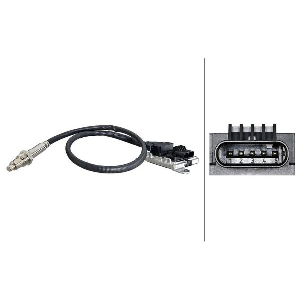 NOx sensor M20X1.5 5-pin 590mm cable HELLA for e.g. MERCEDES-BENZ A-Class