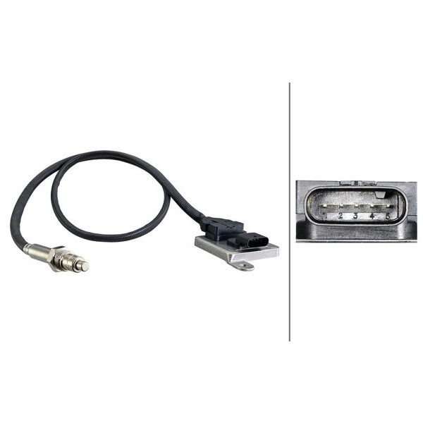 NOx sensor M20X1.5 5-pin 790mm cable HELLA for e.g. MERCEDES-BENZ C-Class