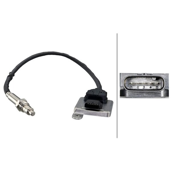 NOx sensor M20X1.5 5-pin 390mm cable HELLA for e.g. MERCEDES-BENZ CLS
