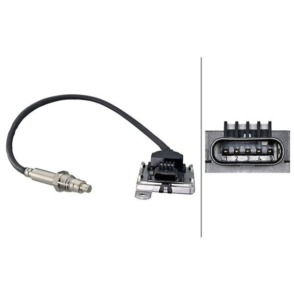NOx sensor M20X1.5 5-pin 390mm cable HELLA for e.g. MERCEDES-BENZ A-Class