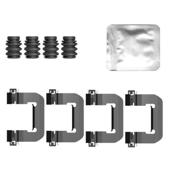 Accessory Kit, Disc Brake Pads 9 pcs. HELLA for e.g. TESLA MODEL