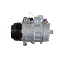 Compressor air conditioning with V-ribbed belt pulley...