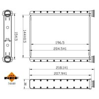 Heat exchanger for interior heating 144 mm - 197 mm NRF for e.g. TOYOTA YARIS