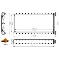 Heat exchanger interior heating 124 mm - 279 mm NRF for e.g. LAN ROVER SPORT
