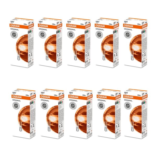 10 Glühlampen 12V mit Glasquetschsockel 7,5lm OSRAM ORIGINAL LINE für PKW