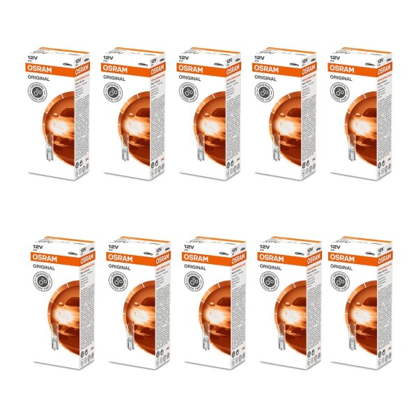 10 Glühlampen 12V mit Glasquetschsockel 12lm OSRAM ORIGINAL LINE für PKW